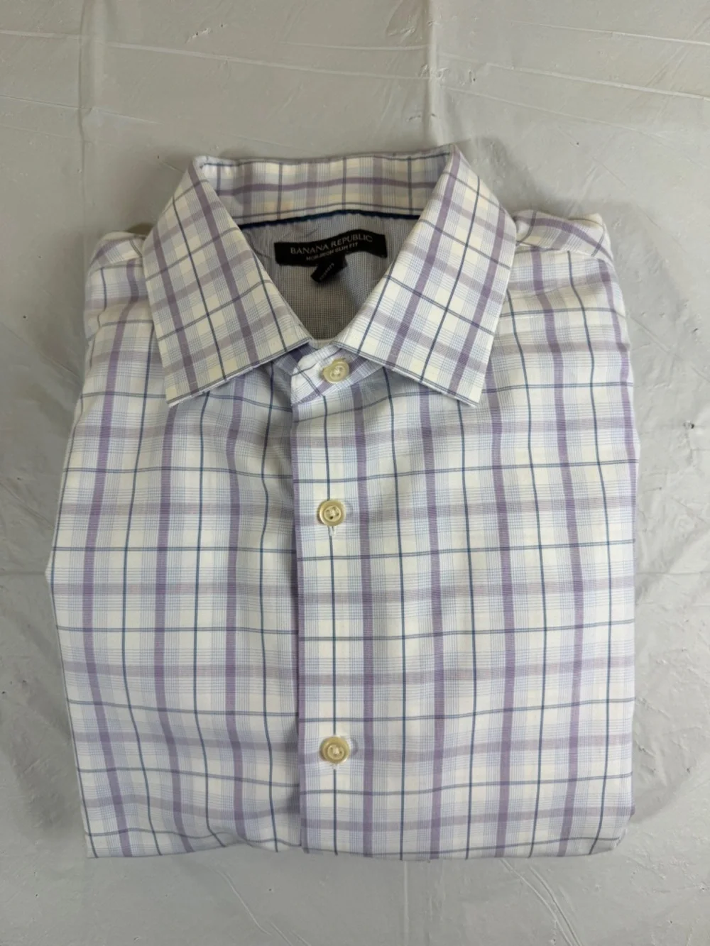 Banana Republic Lavender and White Plaid Dress Shirt